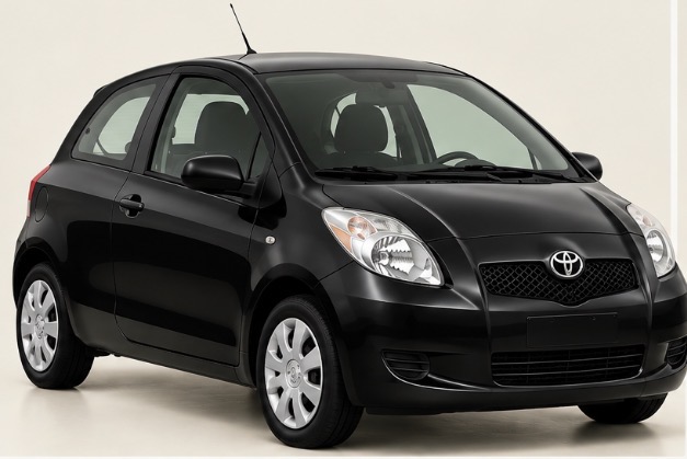 Black TOYOTA YARIS 2009 rental car for Bolt Food and Wolt delivery in Lithuania